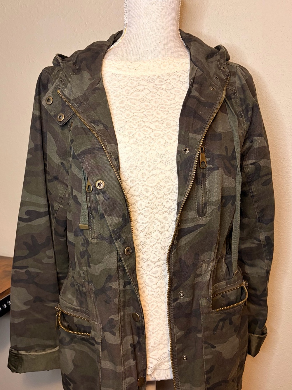 Zenana Outfitters Camo Utility Jacket - Olive Green